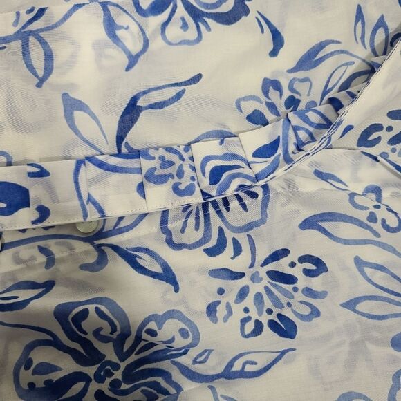 Jones New York Blue and White Flora Button Shirt - Picture 8 of 10